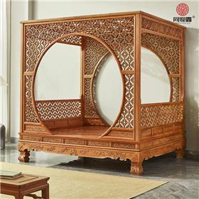 大果紫檀双月洞式架子床