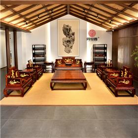 大红酸枝宝座沙发