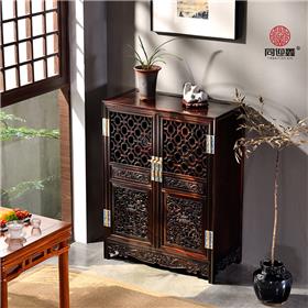 大红酸枝螭龙捧寿纹方角柜